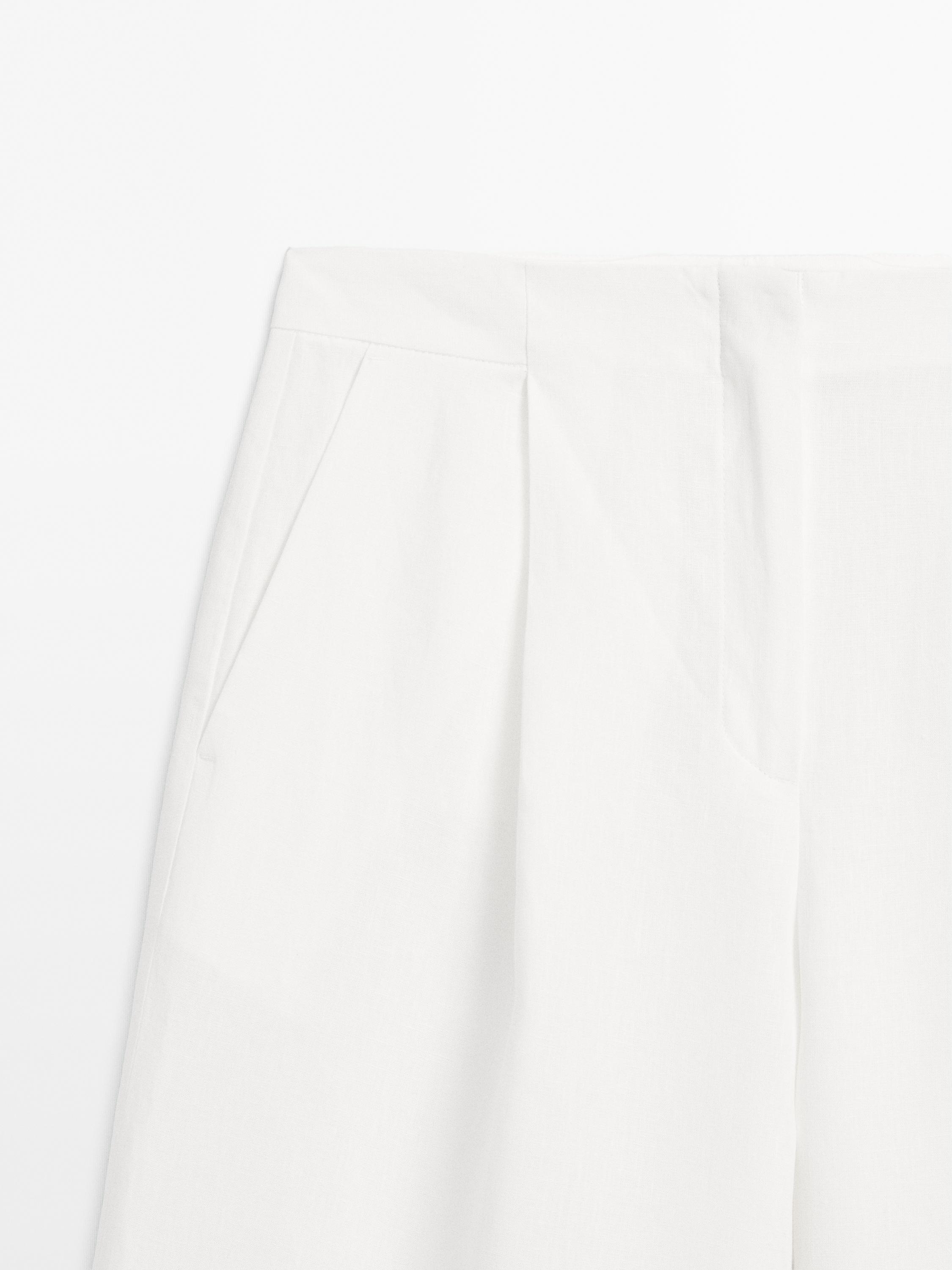 100% linen darted suit trousers